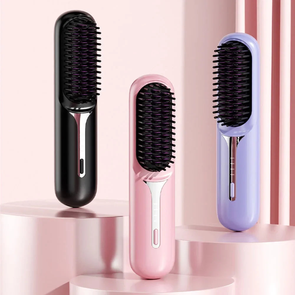 LISSYA - Brosse lissante sans fil, pour tous types de cheuveux - Effet Brushing pro en 2 min, chauffe rapide & anti-frisottis